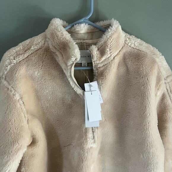 Jason Wu new with tags faux fur quarter zip pullover in light beige size small - Picture 5 of 7